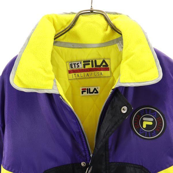 Fila Cotton Filling Bench Coat L Purple Logo Men's Used
