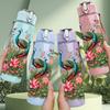 1PC Peacock Tropical Flower 750ml Color Plastic Sports Water Bottle Leakproof Flip Straw Lid Suitable for Sports Office Home Use