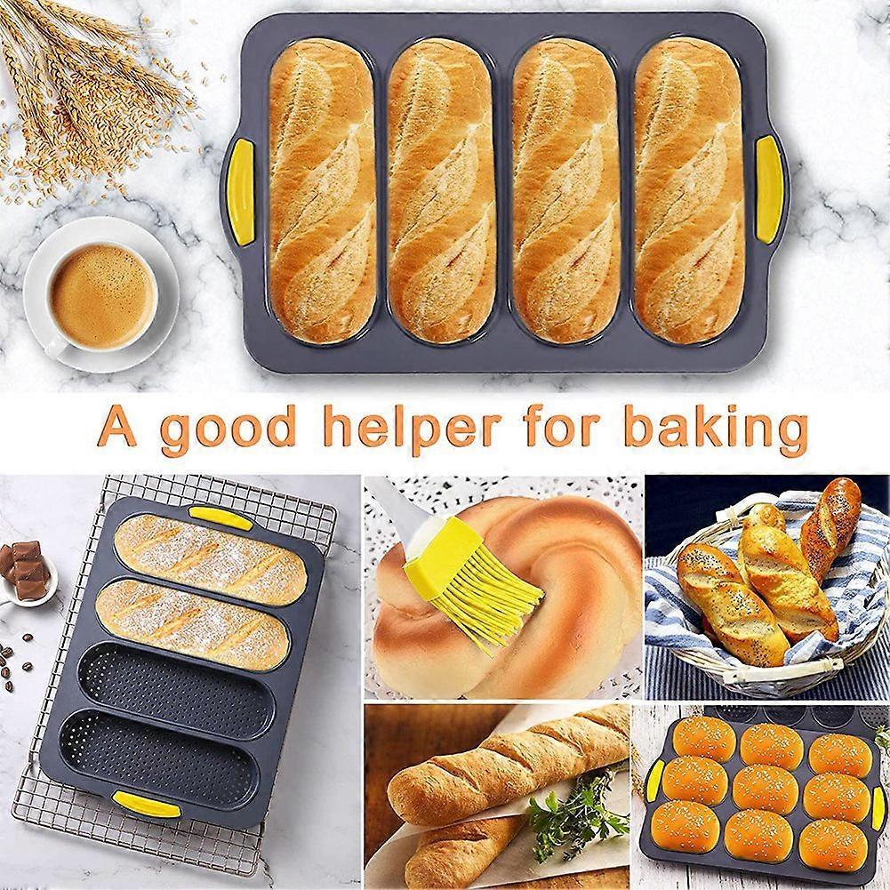 Silicone Loaf Pan Baking Pan for Baking French Baguettes/Hot Dog Buns, Bread Mold for Baking,Nonstick &Easy Clean
