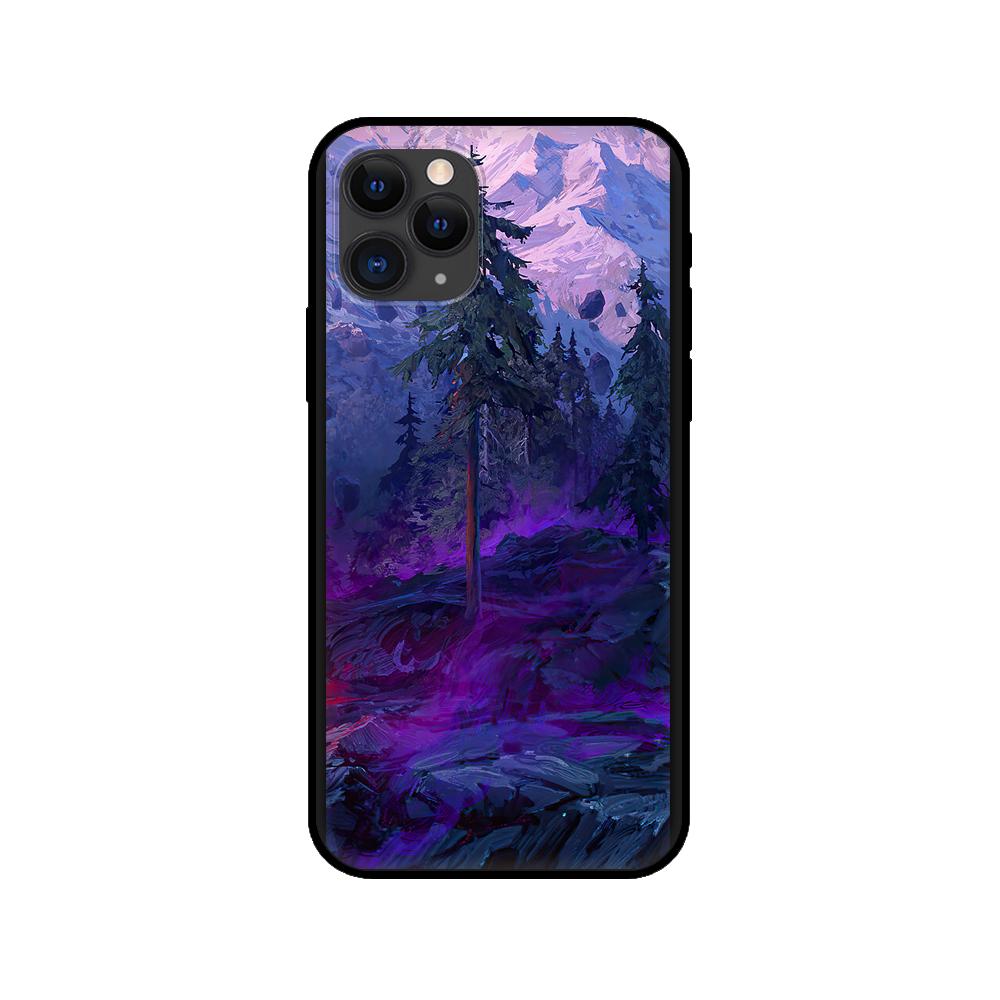 Black tpu case for iphone 5 5s se 2020 6 6s 7 8 plus x 10 XR XS 11 12 mini pro MAX back cover Winter Snow Mountain Scene