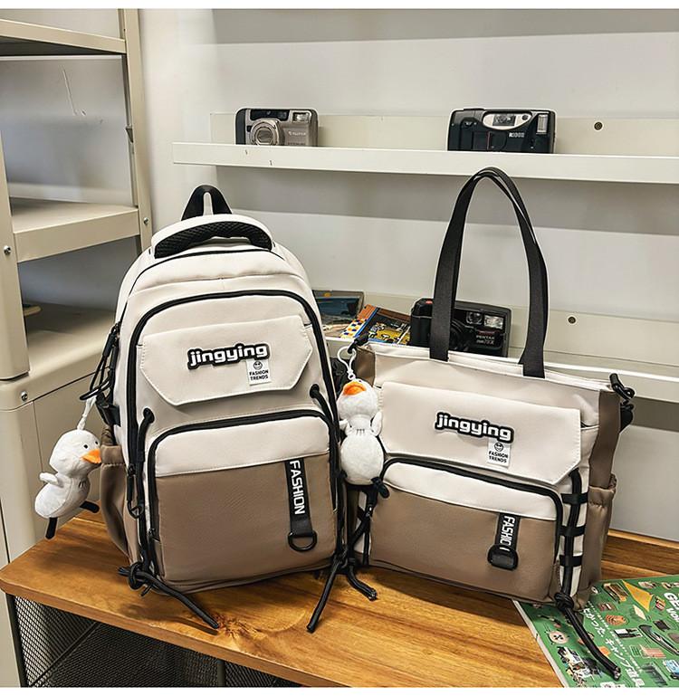 Capacity Large Backpack And Shoulder Bag With Color Blocking And Letter Decor