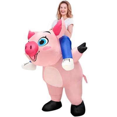 Cycling Pink Pig Inflatable Costume, Adult