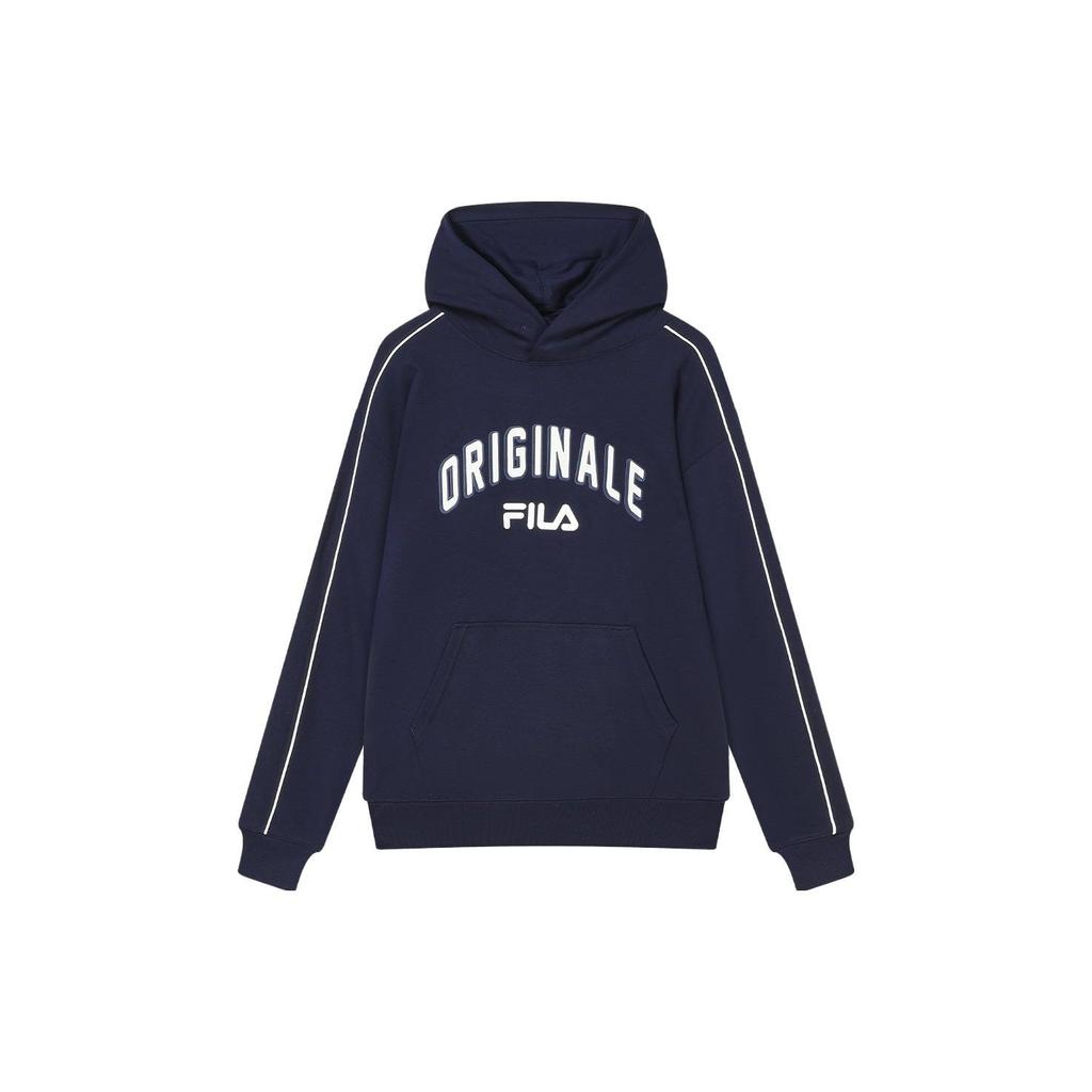 FILA Letter Logo Printed Hooded Casual Pullover American Sweatshirt Men sweatshirt Dark-Navy F11M349201F-DB