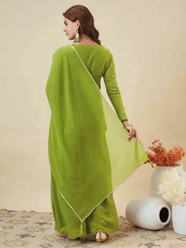 Women Designer Party Wear Georgette Kurta Palazzo Dupatta Set Indian Bollywood Wear Dress