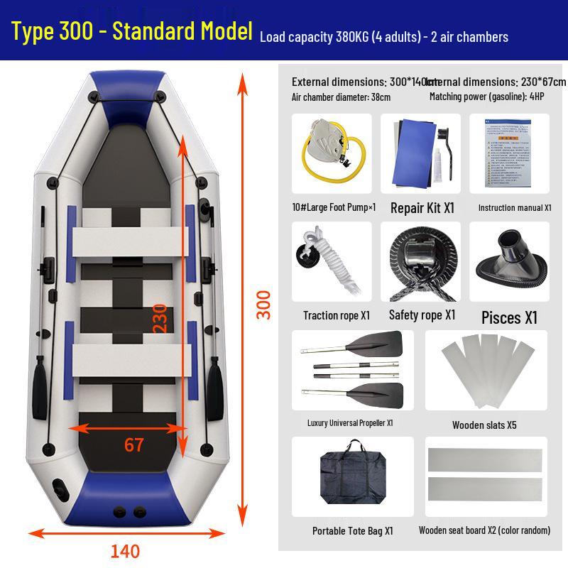 Durable Hard-Bottom Inflatable Rubber Dinghy Kayak for Fishing & Lifesaving