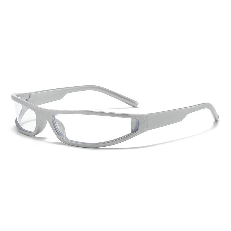 Y2K Futuristic Narrow Frame Sunglasses: Trendy Iridescent Unisex Style 2504