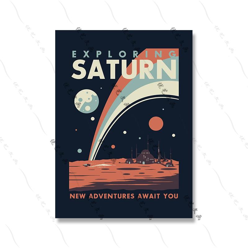 

Художнє полотно Картина маслом Космічні подорожі Універсальна планета Місяць Марс Сатурн Плакат і друк настінних картин для домашнього декору вітальні 21x30cm No Framed