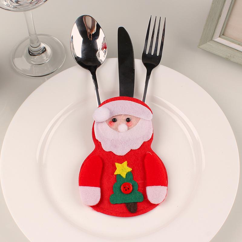 Christmas Decoration Mouth Dining Table Decoration Santa Claus Knife And Fork Set Home Cutlery Set Non-Woven Christmas Snowman Knife