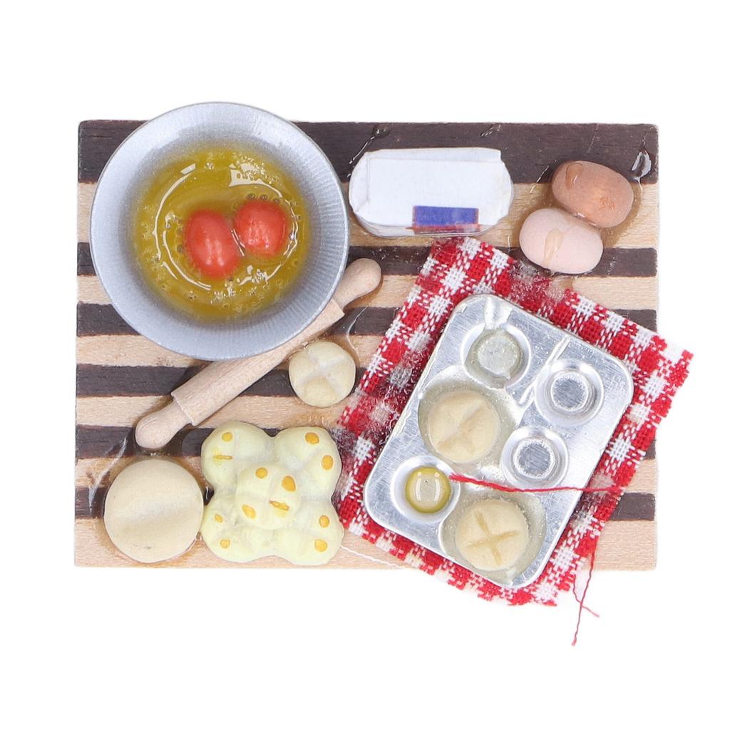 1:12 Puppenhaus Küchenzubehör Set Milch Ei Brot Geschirr Puppenhaus Zubehör für Kinder
