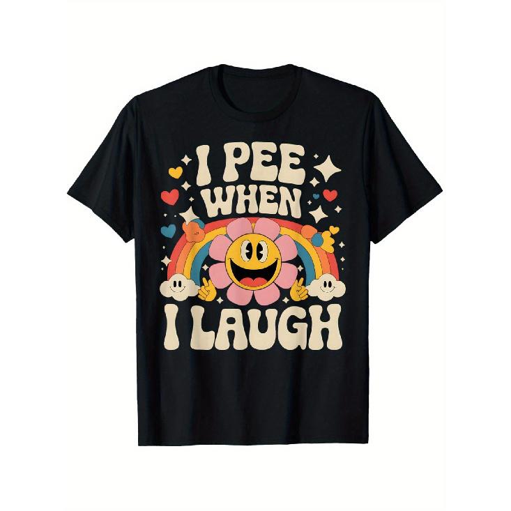 I Pee When I Laugh T-Shirt - Funny Graphic Tee for Women and Men, Soft Cotton Crew Neck Design - Perfect for Casual Wear, Comedy Lovers, Birthdays, S чёрный