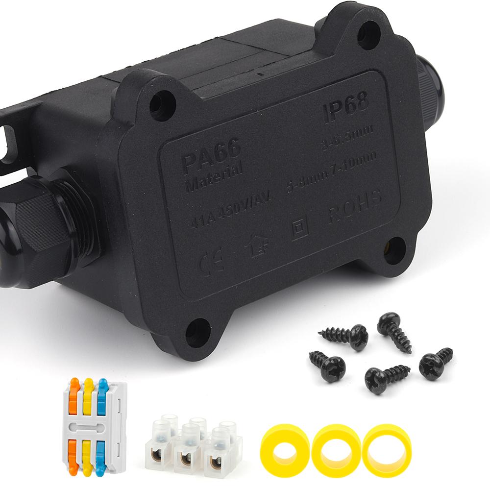 2/3/4 Way Outdoor Waterproof Junction Box IP68 Electrical Cable Electronic Wire Connectors External Electrical Junction Box 32A