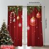 2pcs 2D Flat Printing Christmas Window Curtains Christmas Ornaments Hanging Red Background 100% Polyester Fabric Without