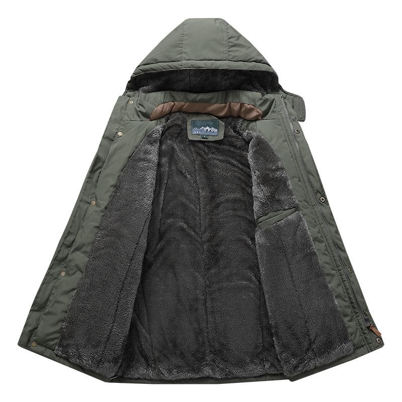 Men's Mid-Length Plus Velvet Thick Cotton Winter Jacket