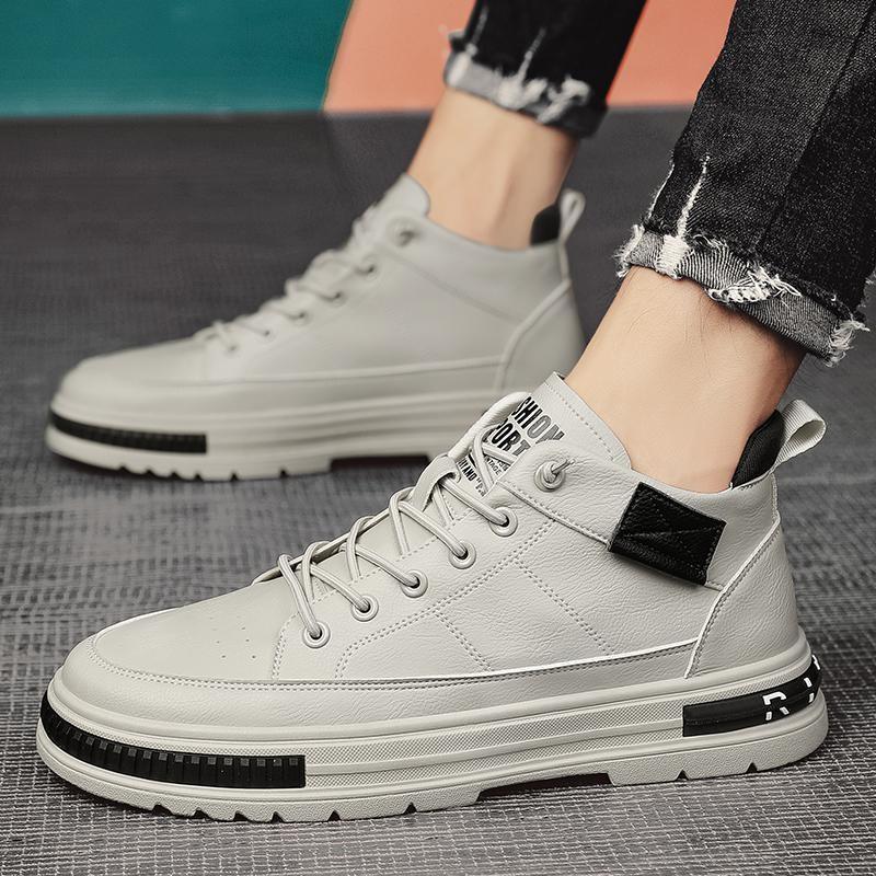 High-top real microfiber soft leather sneakers casual British style Martin