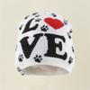 2000s Knit Brimless With Letter Heart Jacquard Design Soft Acrylic Winter Pullover Hat For Unisex Adults Teens Daily Wear