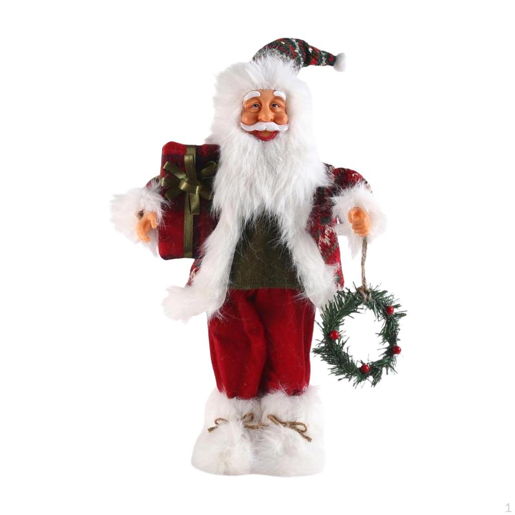 Santa Claus Figurine Christmas Doll Toy Adornment Traditional Standing Figure Xmas Decor for