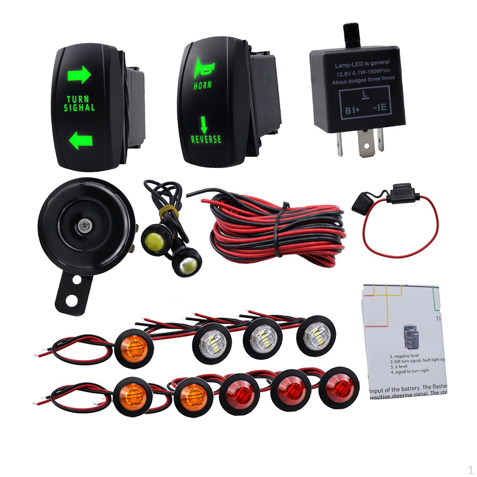 

ATV UTV Turn Signal Street Legal Set, Rocker Switch Flasher Relay Fuse Wire for Beach