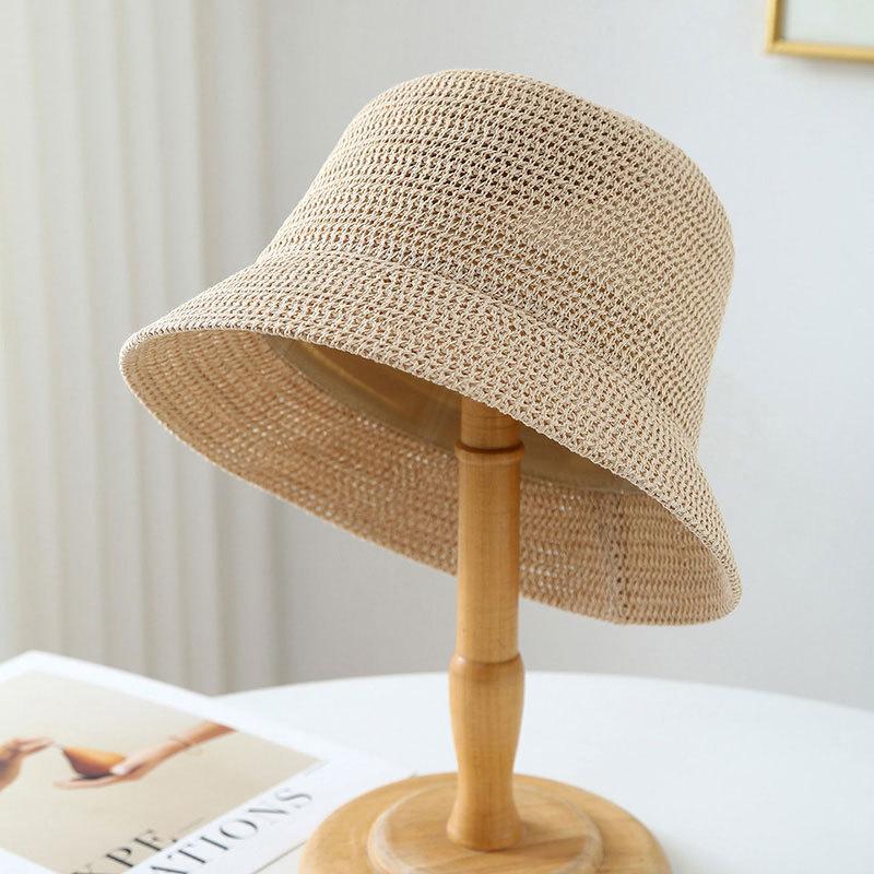Women's Summer Sunshade Bucket Hat Travel, Round Top Breathable Cool Hat, Korean Style Short Brim Elegant Fashion Fisherman