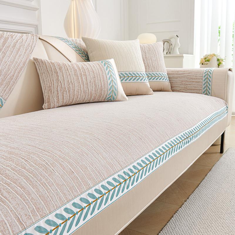 

Подушка для дивана Cream Wind Four Seasons, однотонная, вышитая пшеничная кромка, чехол для дивана из синели, нескользящий коврик для дивана 70x70cm 1pcs