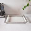 Stainless Steel Organizer Tray Leather Woven Storage Trays Modern Luxury Decorative Tray Rectangular Accessory Trays with Handle