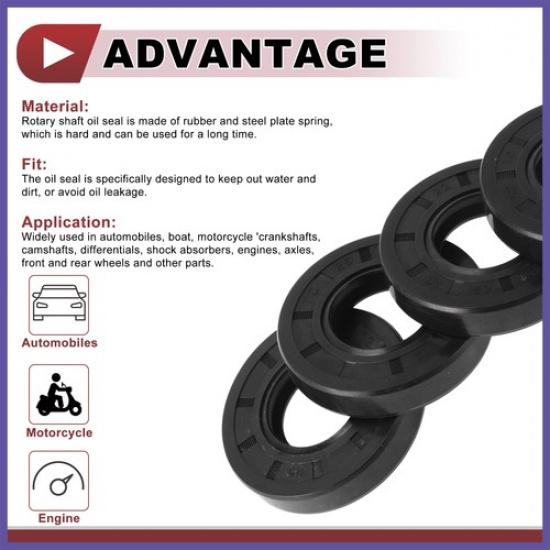 Rotary Shaft Seal Oil Seal Nitrile 70 Durometer Rubber 25X52X10Mm 5 Pcs