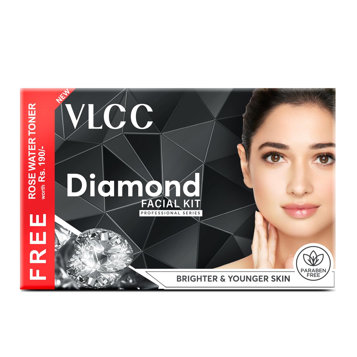 

VLCC Diamond Facial Kit 300g + Rose Water Toner 100ml At-Home Skin Purifying Facial Pack