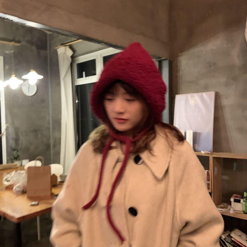 

Балаклавы в корейском стиле, шапки-бини с черепом, мягкие из овечьей шерсти, ветрозащитные шапки с капюшоном, утолщенная защита ушей, вязаные шапки-бини, рождественские жёлтый