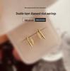14K Gold-Plated Sterling Silver Double Layer Geometric Stud Earrings for Women - Unique Design, High-End Light Luxury Summer Style
