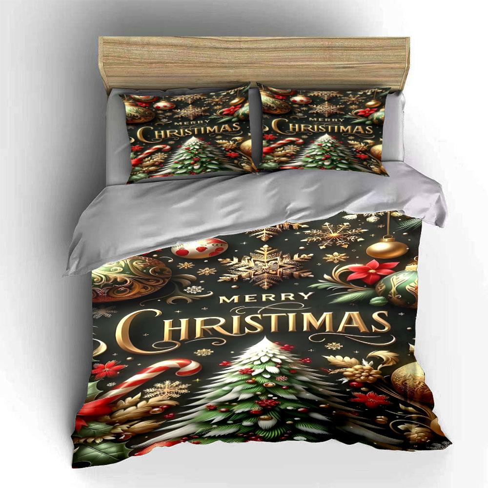 Golden festive elegance Bedding sets Duvet cover sets Duvet covers Pillowcases(1*Duvet Cover 2*Pillowcases without duvet insert)