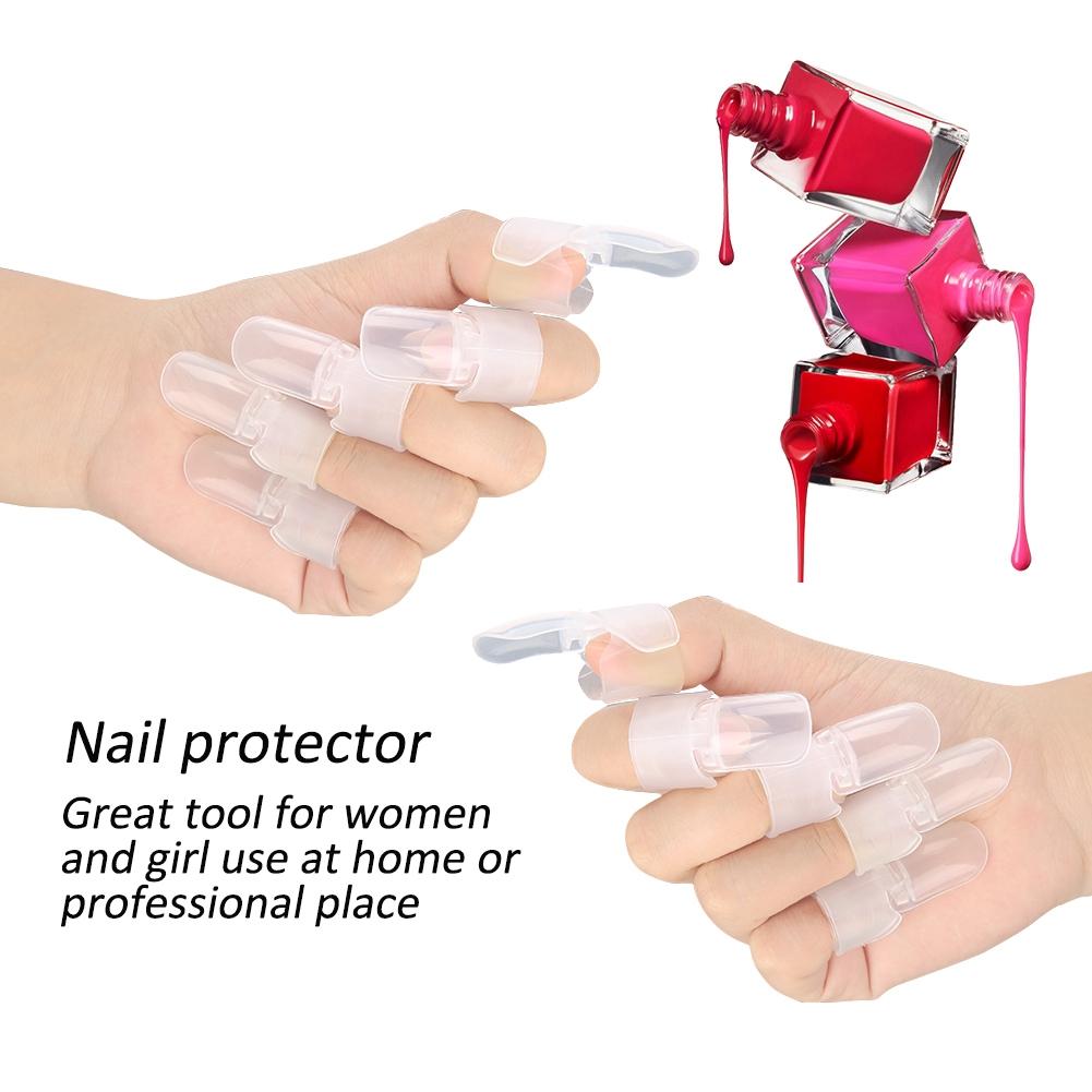 10Pcs set Nail Polish Varnish Protector Holder Manicure Finger Nail Art Tips Cover Shield