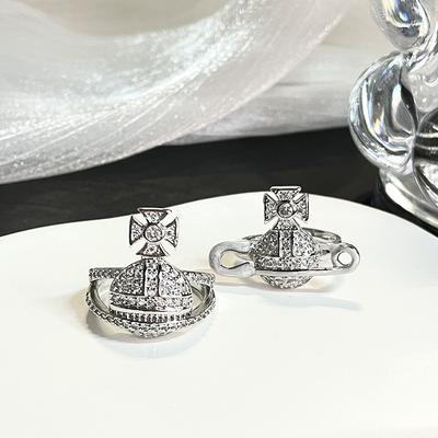 Saturn Planet Oil Drop Pin Open Ring Set Niche Design Personality High Sense Light Luxury Ring