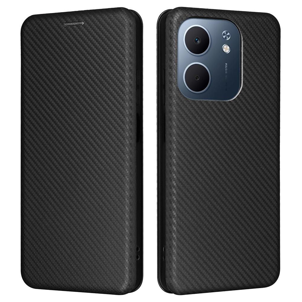 

For Oppo A5x 5G/4G Case Carbon Fiber Texture Drop-Proof PU Leather Phone Cover Black