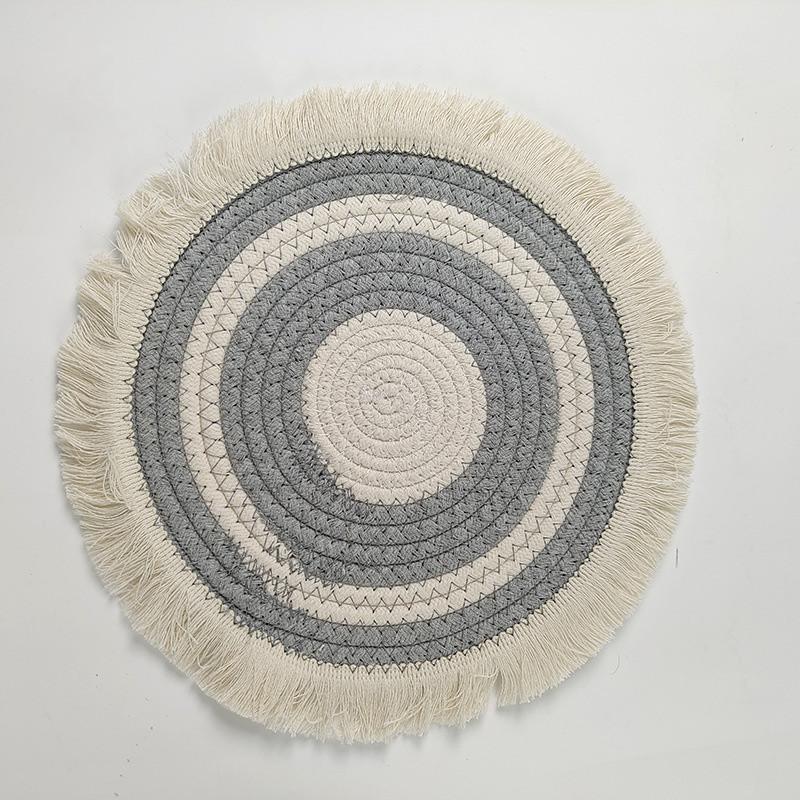 

12 Новый Креативный Домашний Обеденный Стол Мат Ручной Работы Плетеный Хлопковый Шнур Кисточка Мат для Западной Еды Аксессуары для Украшения Кухонного Стола