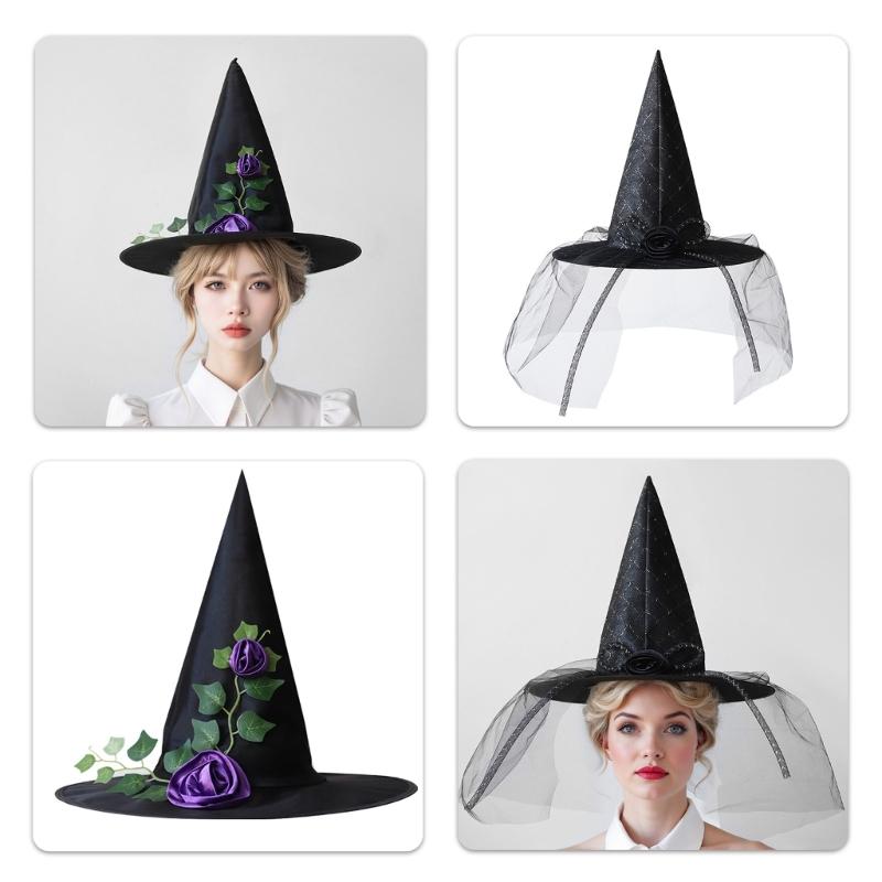 Halloween Hexenhut für Kinder Erwachsene Halloween Party Cosplay Kostüm Requisiten Gruseliger Zaubererhut für Halloween Party