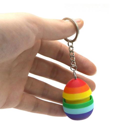 Ornament Ou Iepuraș de Paște Figurină Ou Colorată Imprimată 3D Breloc Jucărie Clicker pentru Deget Iepuraș Ornament Decorațiune de Sărbătoare Cadouri pentru Petrecere