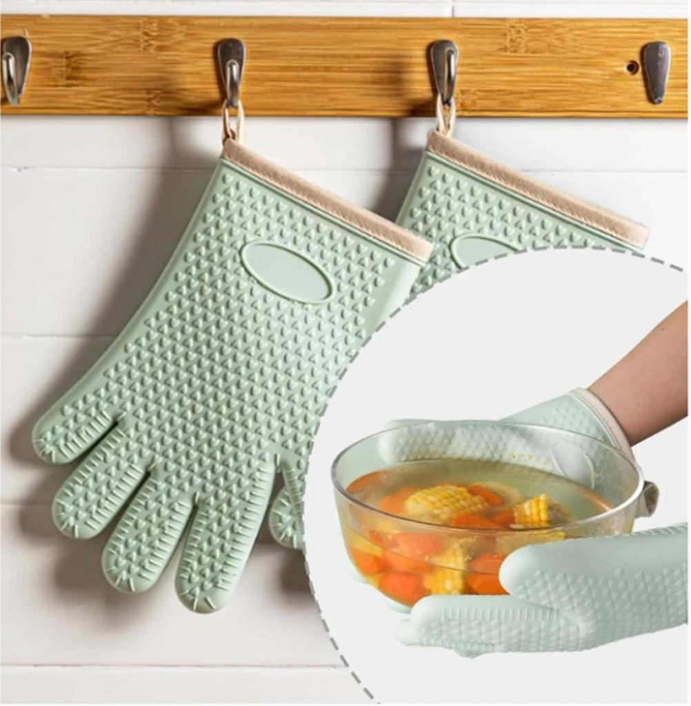 Oven Silicone Set of Silicone Up To Perfect for Microwave Baking Hot Pot Home and BBQs Heat-Resistant Mitts, Mitts, 2, Five-Finger Mitts, Waterproof,