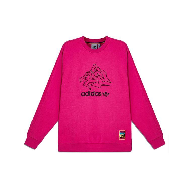 adidas Originals Men s Pink Mountain Graphic Crewneck Sweatshirt GV0924 XS