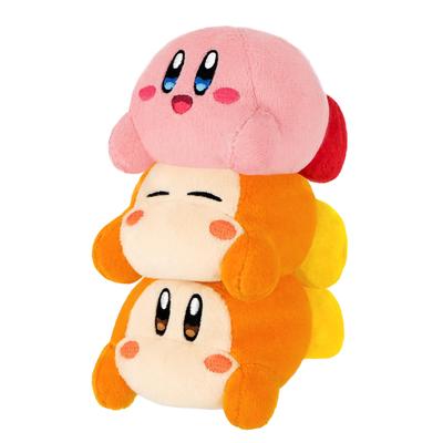 Sanei Boeki Kirby's Dream Land Kirby spielt mit Waddle Dee Unglaublich stapelbares Plüschtier Set mit 3 Stück A B8 x T8 x H15cm Plüschtier KPWW04