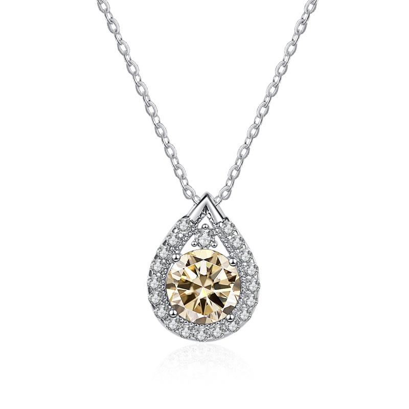 Bague Ringen S925 Sterling Silber Halskette Moissanit Schmuck für Frauen Wassertropfenförmiger Anhänger mit acht Herzen und acht Pfeilen