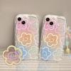 Cute Flower Hang Phone Chain Holder Clear Case For IPhone 15 16 Pro Max 14 11 12 13 Mini XR 8 7 Plus X XS SE Korea Girl Cover