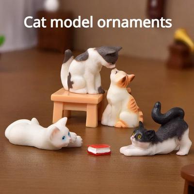 Kreativní mikro-krajina, kreslená roztomilá simulace, kotě, zvířecí panenka, ruční figurka, dekorace, doplňky, stolní malé ozdoby
