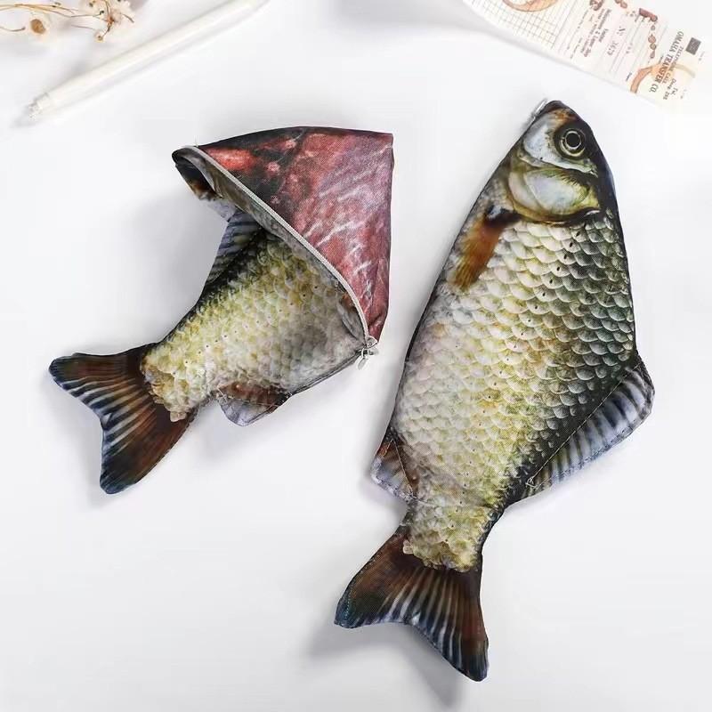 Creative Fish Shape Pencil Case With Polyester Material Fun Storage For Students And Kids