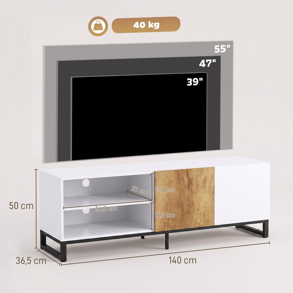 TV Cabinet for TVs Up To 55 Inches, Modern TV Lowboard, White