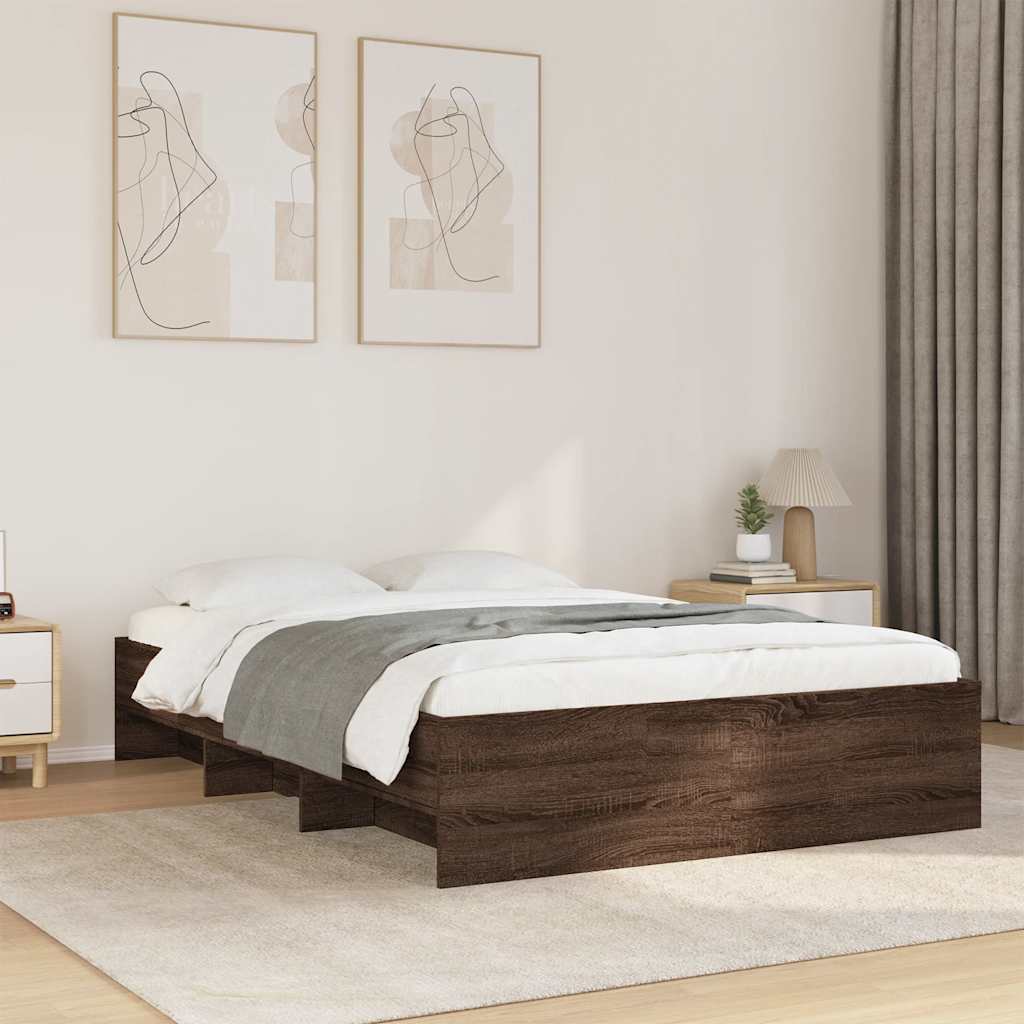 Bed Frame without Mattress Brown Oak Look 120 x 190 cm Engineered Wood
