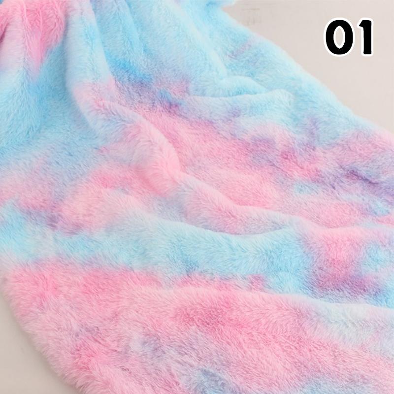 50x160cm Tie Dye Faux Rabbit Plush Fur Fabric Gradient Smooth Soft Rainbow Cloth For Diy Sewing Garments Dolls Clothes Hat Scarf