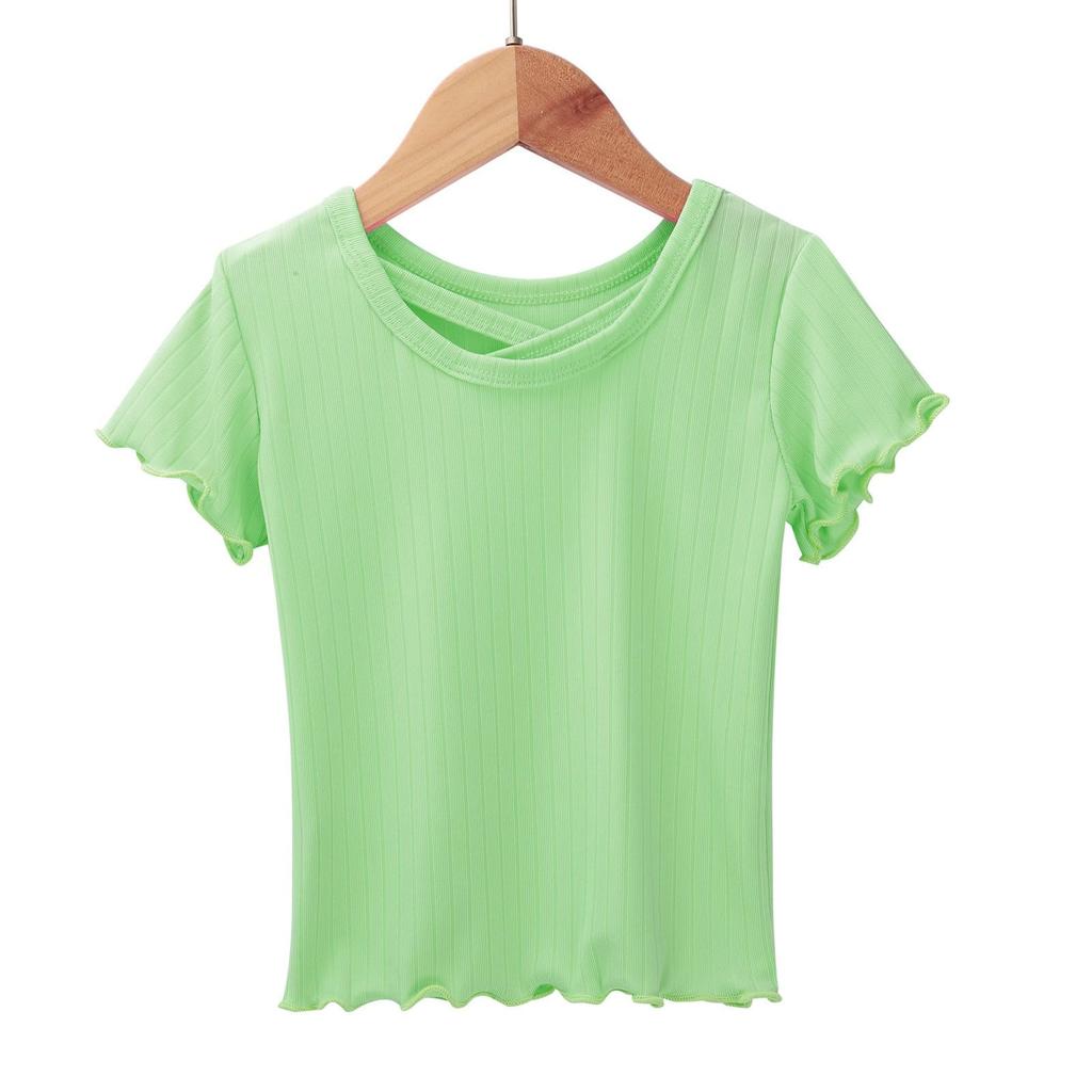 Mädchen Kurzarm T-Shirts Rundhals Oberteile