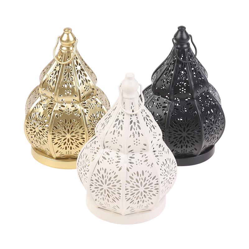 1Pc Hollow Iron Gourd Candlestick Projection Atmosphere Ambient Garden Courtyard Decorative Light Home Ambient Ornament