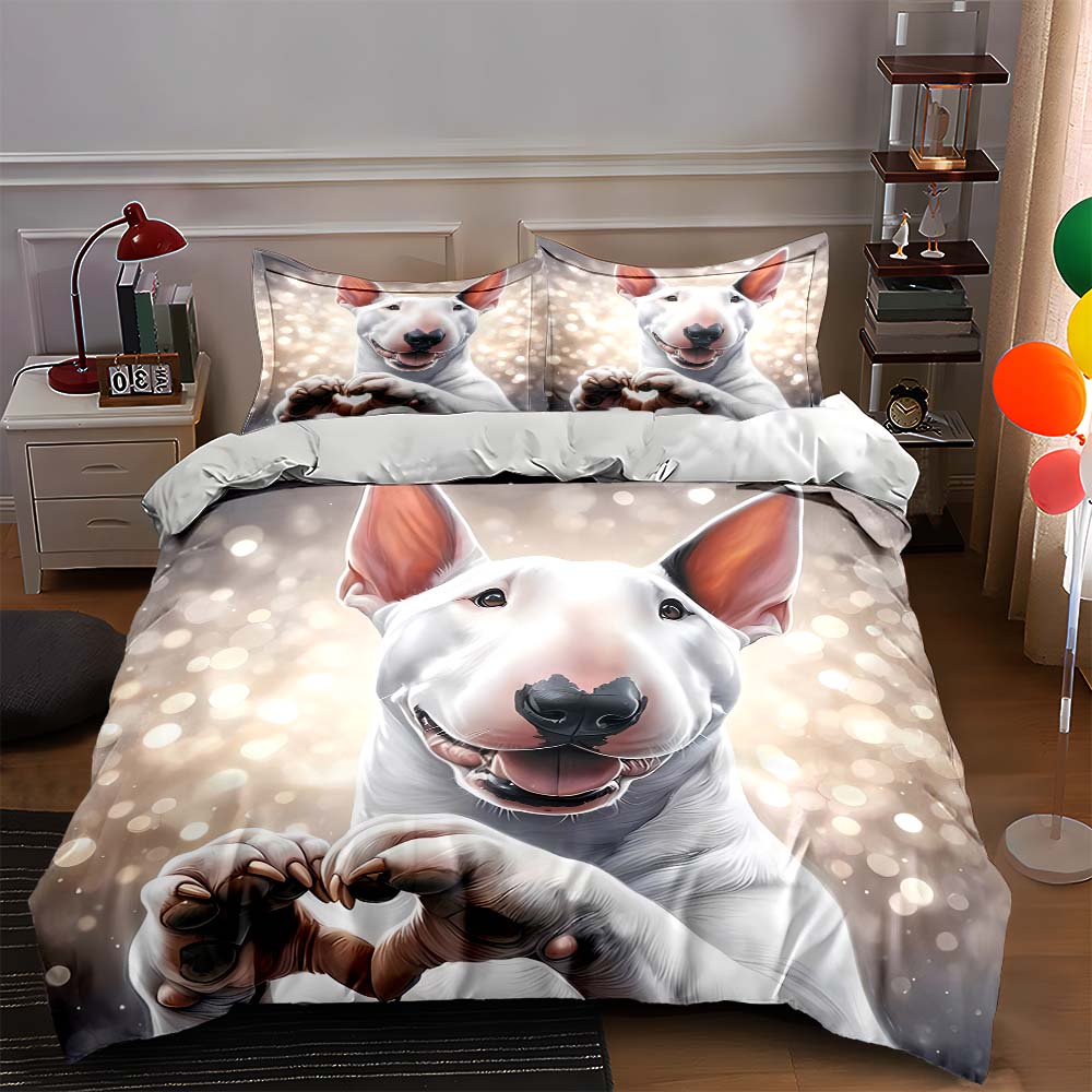 Smiling dog portrait Bedding Duvet cover sets Duvet covers Pillowcases gifts (1 * Duvet Cover 2 * Pillowcases, without duvet insert)