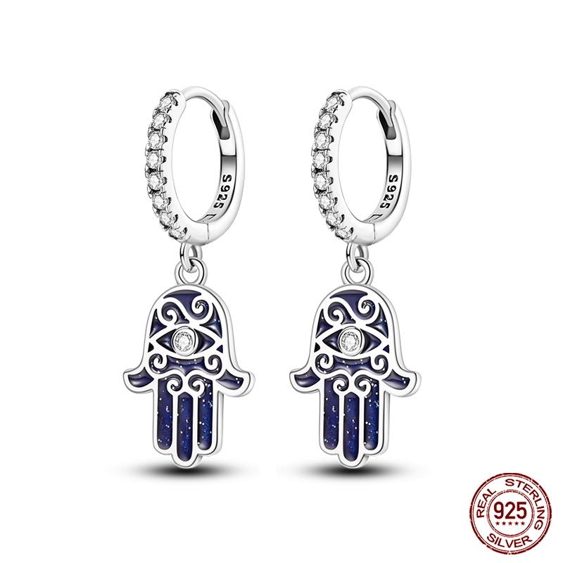 Boucles d'oreilles en argent sterling 925 pour femmes, pendentifs colorés en forme d'étoile, de papillon et d'œil du diable, bijoux de fête élégants