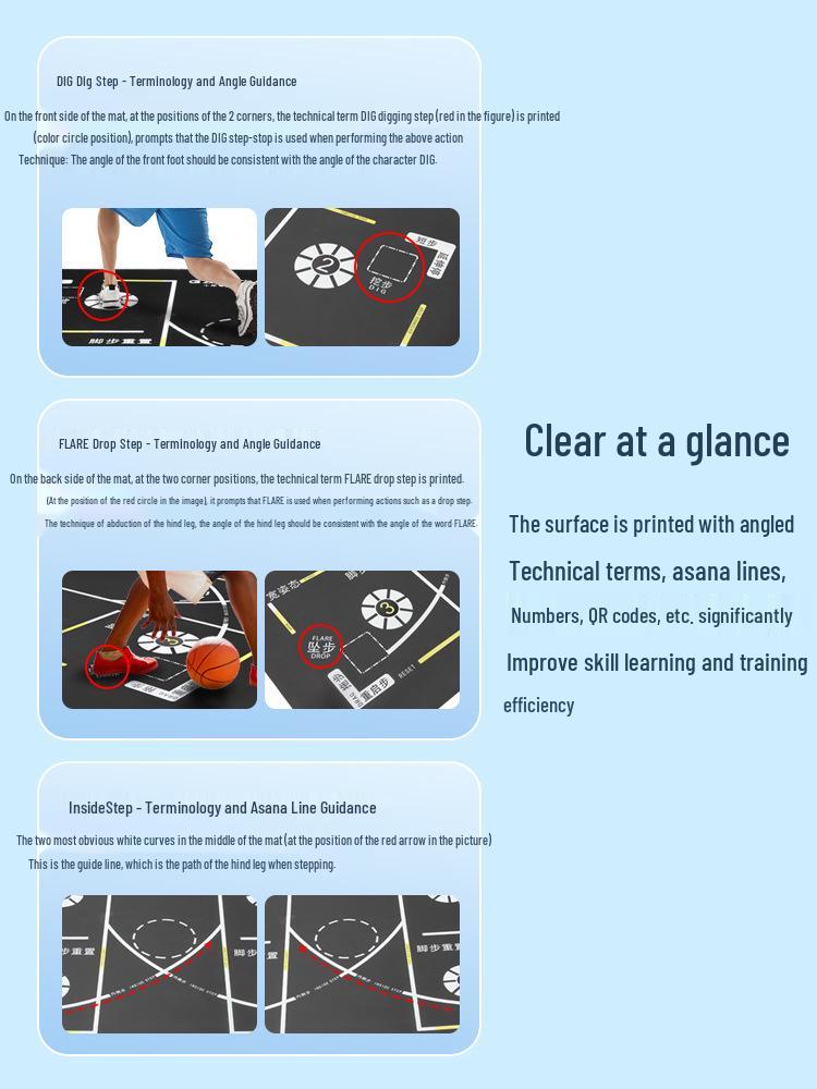 Anti-slip Outdoor Basketball Dribbling & Footwork Training Mat